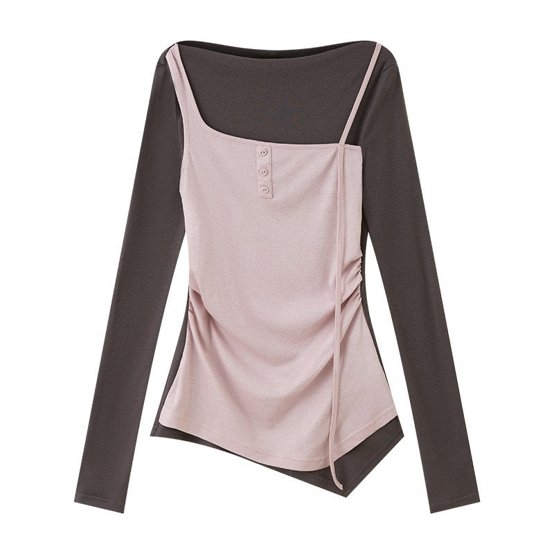 DIDDI_MODA_Pink_Contrast_Faux_Layered_Women&