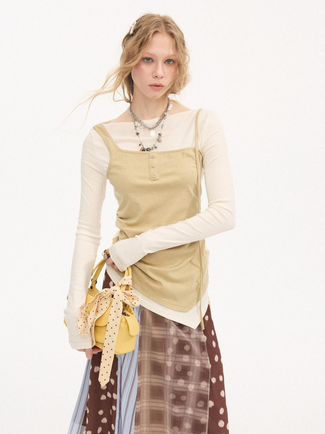 DIDDI MODA Pink Contrast Faux Layered Women&