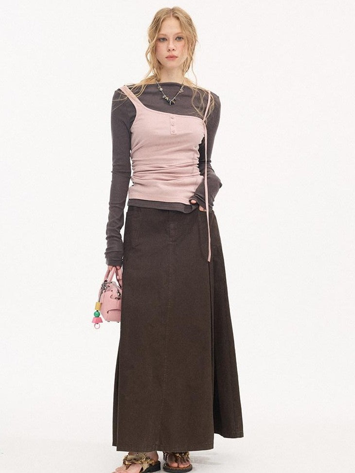 DIDDI MODA Pink Contrast Faux Layered Women&