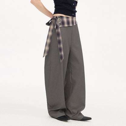 DIDDI_MODA_Plaid_Foldover_Tie_Waist_Drapey_Women&