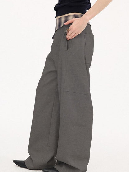 DIDDI MODA Plaid Foldover Tie Waist Drapey Women&