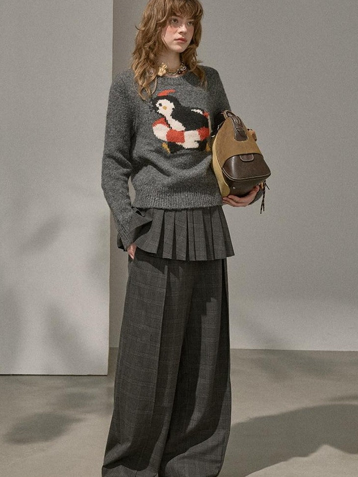DIDDI MODA Plaid Loose Straight Cargo Women&
