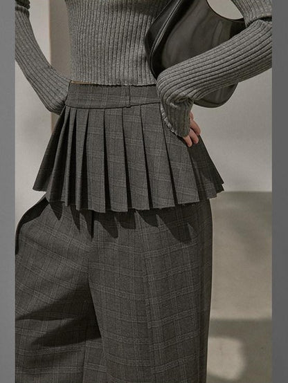 DIDDI MODA Plaid Loose Straight Cargo Women&