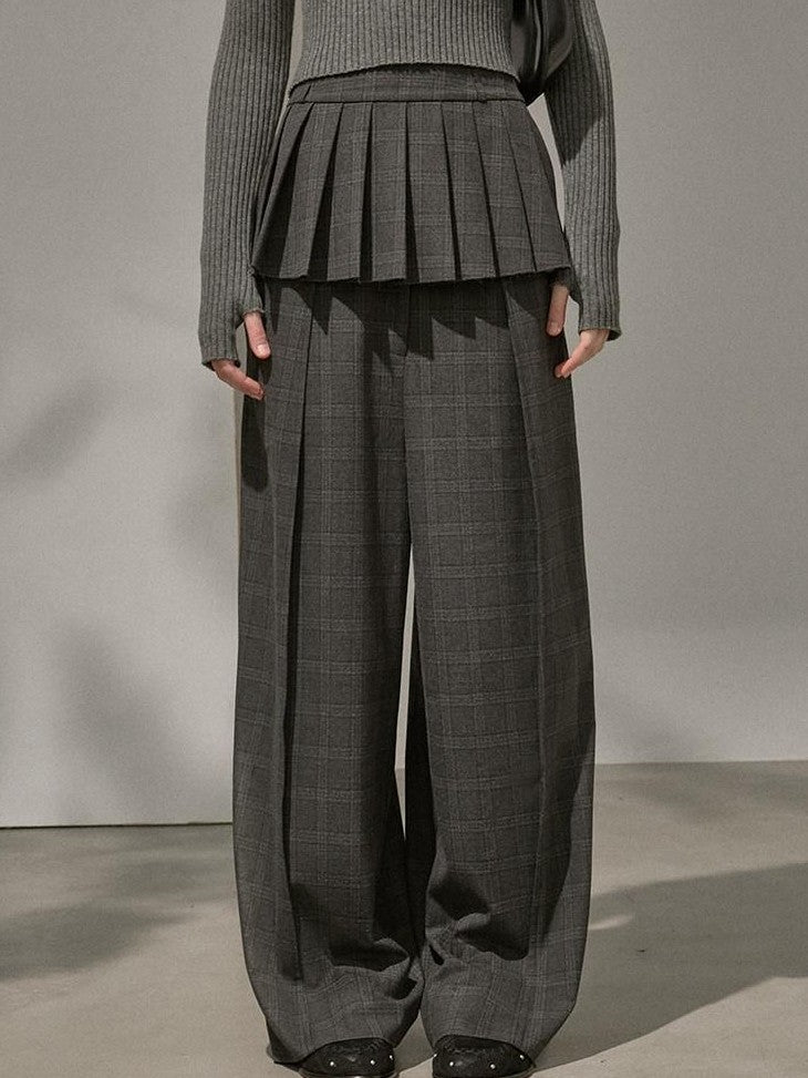 DIDDI MODA Plaid Loose Straight Cargo Women&