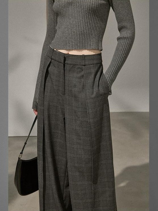 DIDDI MODA Plaid Loose Straight Cargo Women&