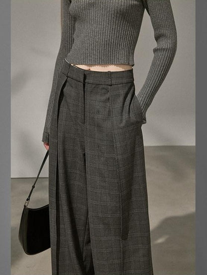 DIDDI MODA Plaid Loose Straight Cargo Women&
