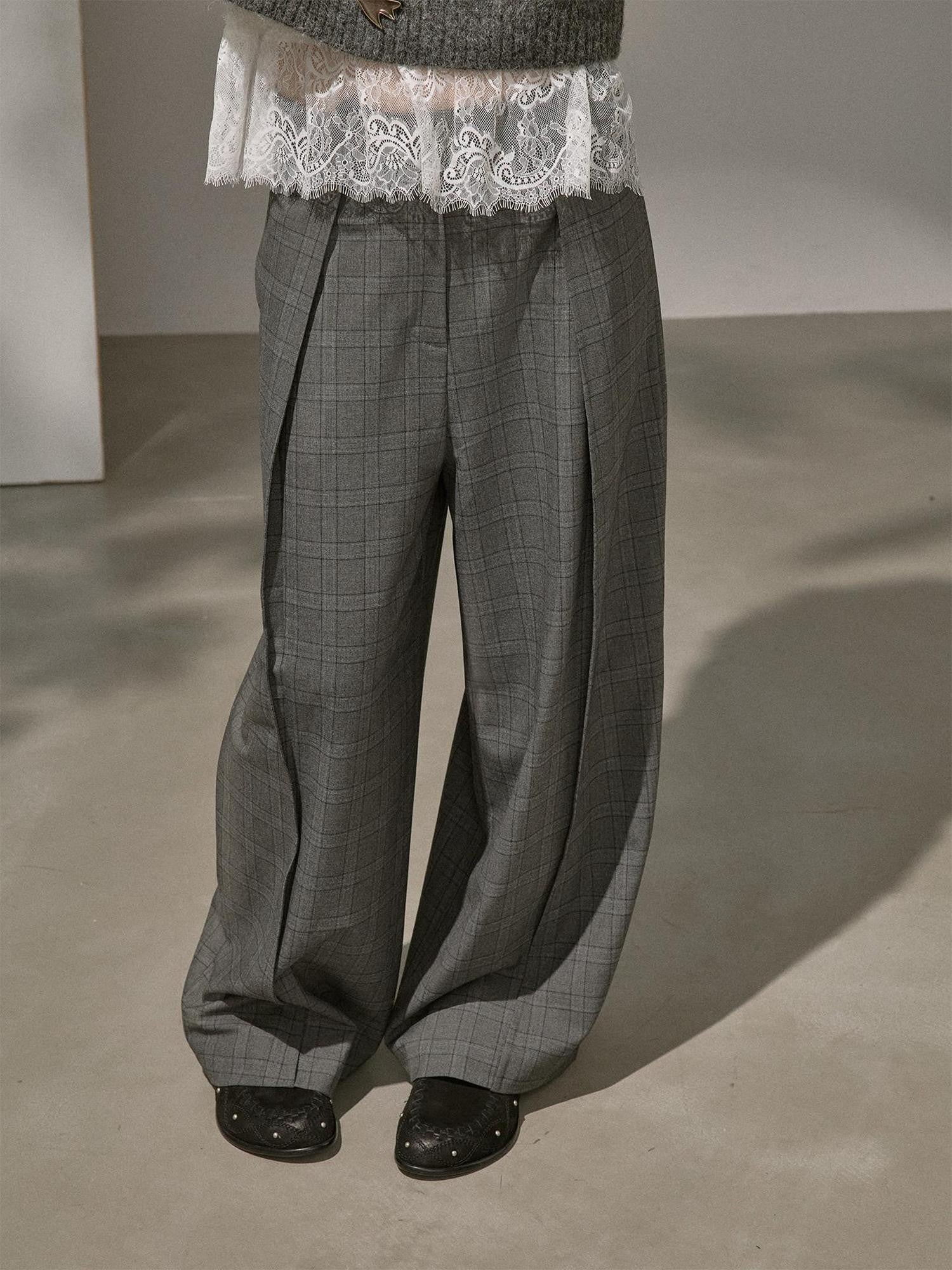 DIDDI MODA Plaid Loose Straight Cargo Women&
