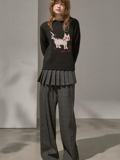 DIDDI MODA Plaid Loose Straight Cargo Women&