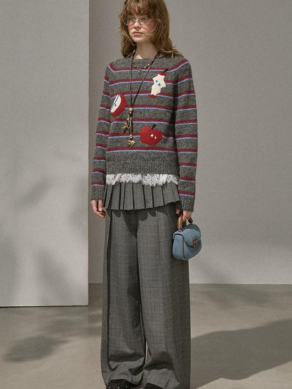 DIDDI MODA Plaid Loose Straight Cargo Women&