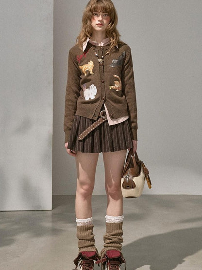 DIDDI MODA Playful Kitten Print Buttoned Women&