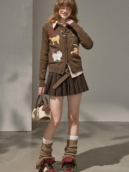 DIDDI MODA Playful Kitten Print Buttoned Women&