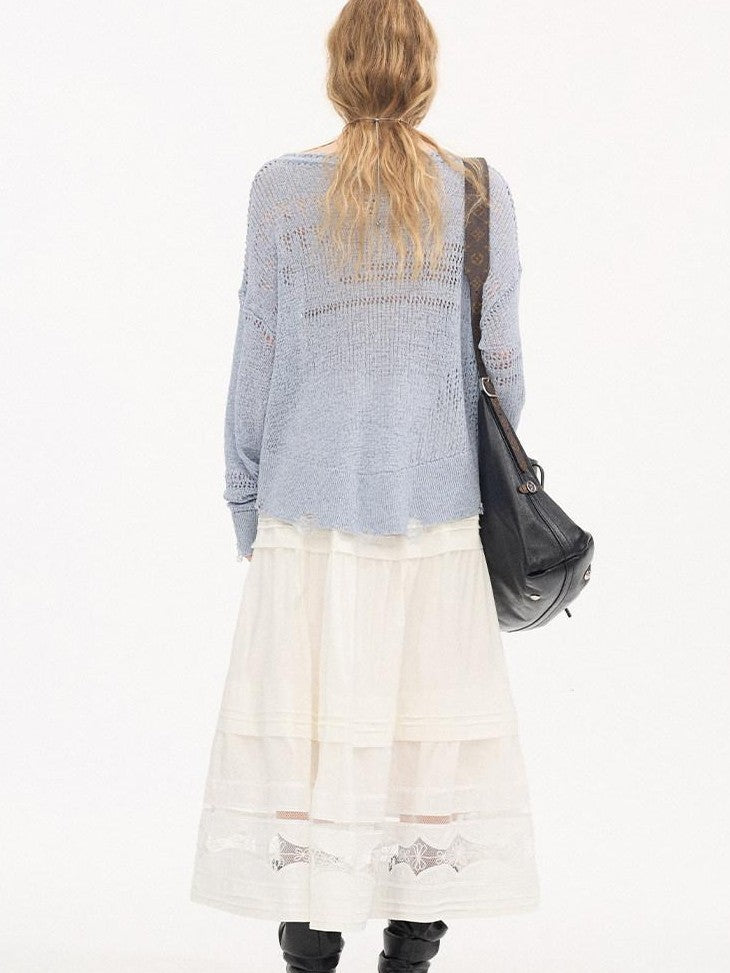 DIDDI MODA Pleated Tucked Openwork Lace Women&