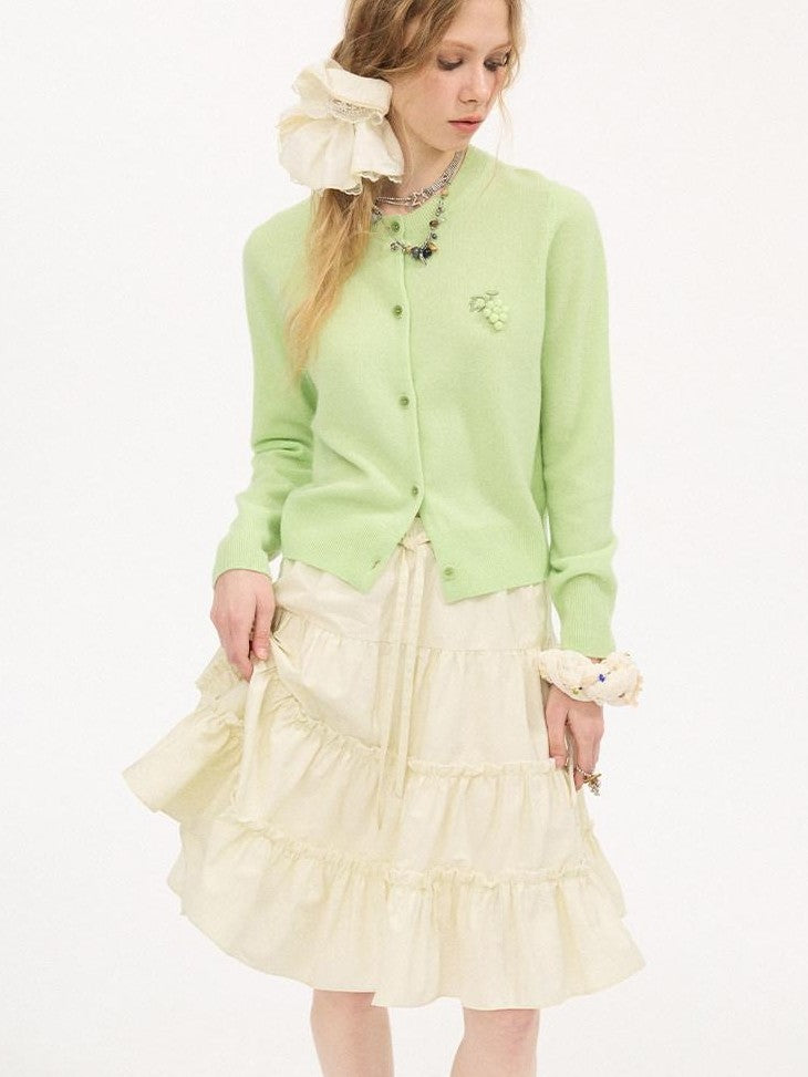 DIDDI MODA Plum Green Hand Embroidered Grape Women&