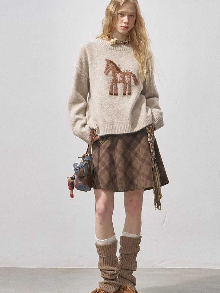 DIDDI MODA Plush Floral Pony Loose Fit Women&