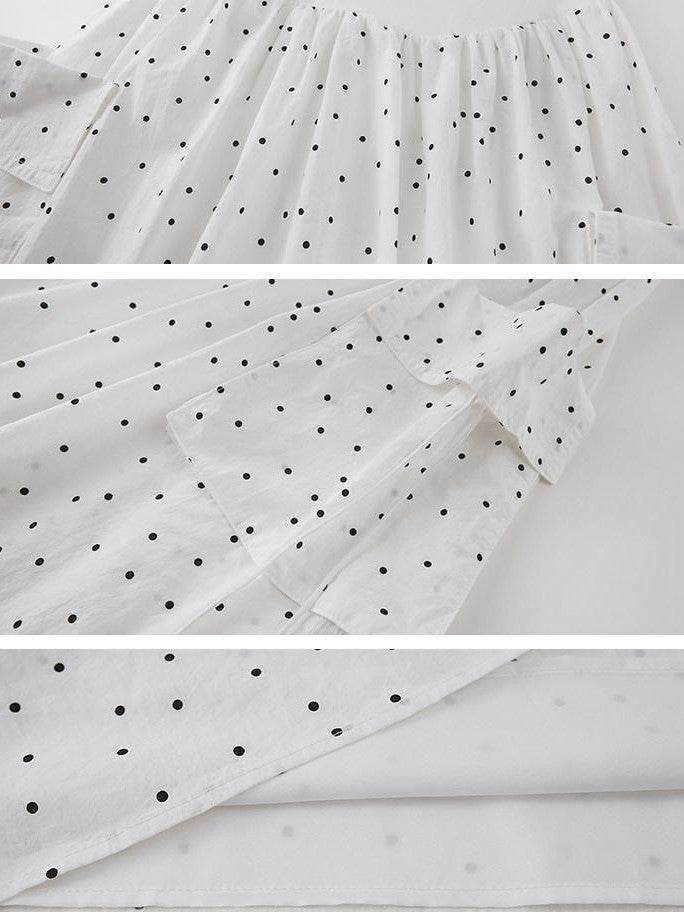 DIDDI MODA Polka Dot A Line Round Neck Sleeveless Women&