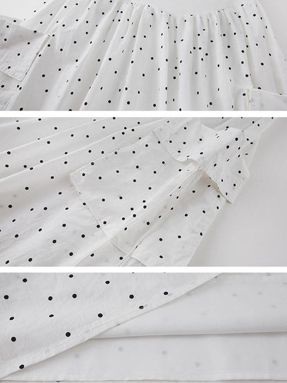 DIDDI MODA Polka Dot A Line Round Neck Sleeveless Women&