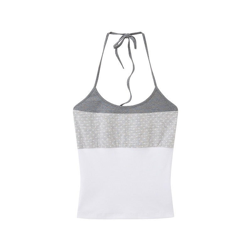DIDDI_MODA_Polka_Dot_Patchwork_Halter_Bandeau_Colorblock_Women&