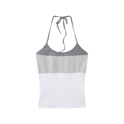 DIDDI_MODA_Polka_Dot_Patchwork_Halter_Bandeau_Colorblock_Women&