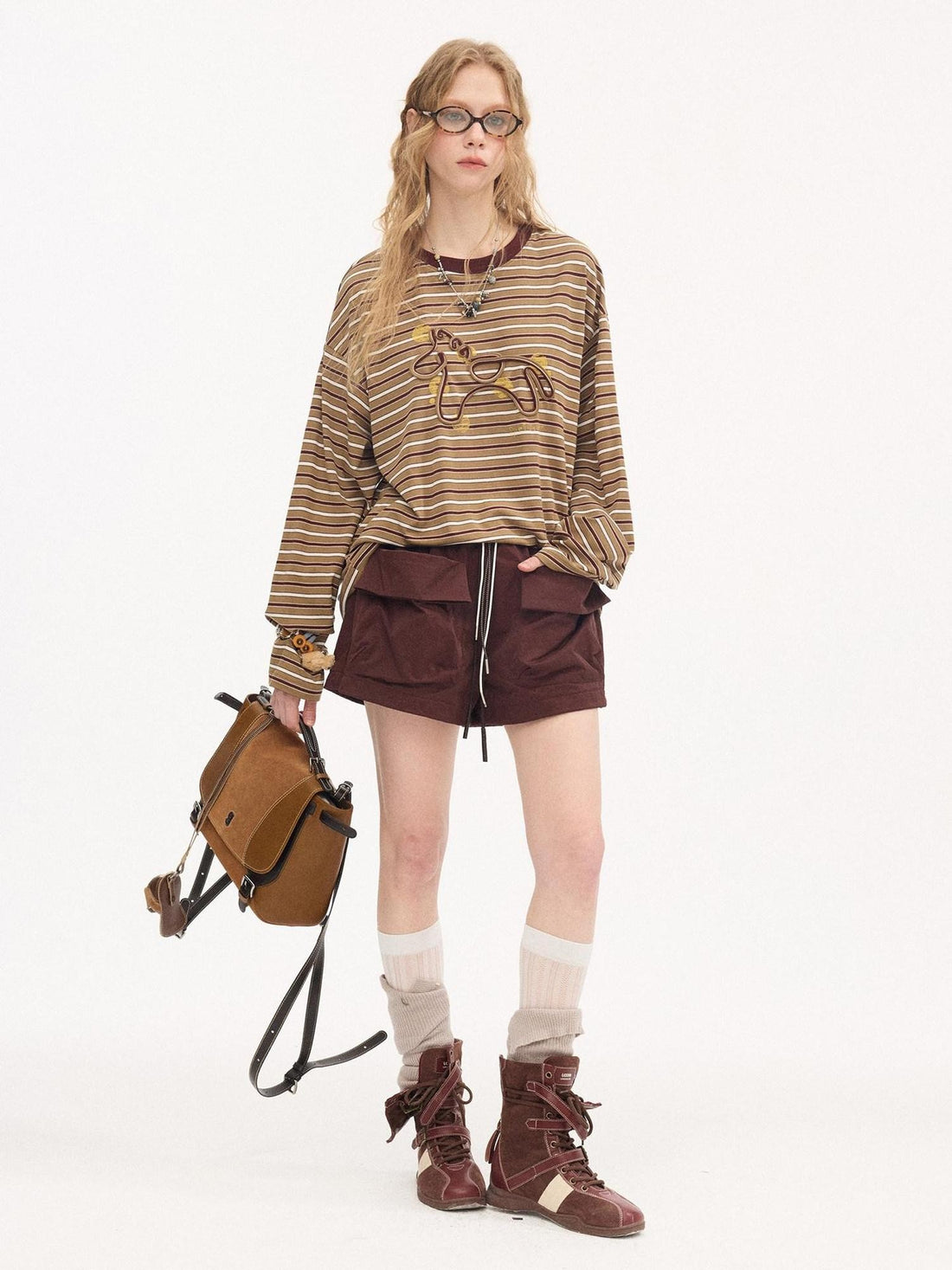 DIDDI MODA Polka Dot Pony Rope Embroidered Striped Women&