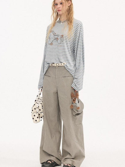 DIDDI MODA Polka Dot Pony Rope Embroidered Striped Women&