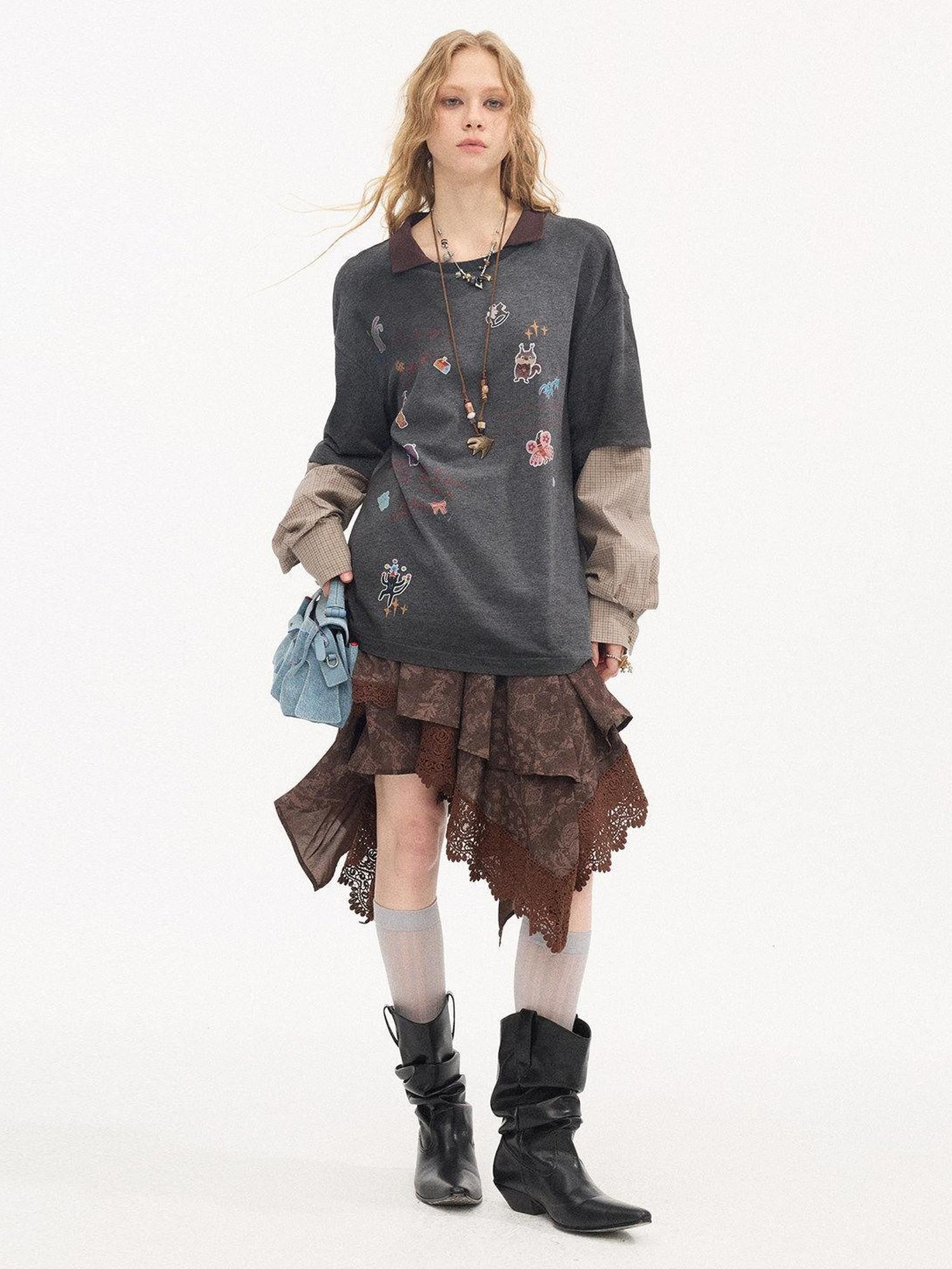 DIDDI MODA Pony Sticker Print Raglan Women&