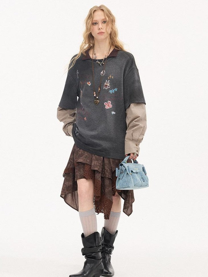DIDDI MODA Pony Sticker Print Raglan Women&