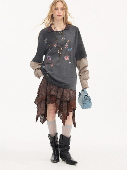 DIDDI MODA Pony Sticker Print Raglan Women&