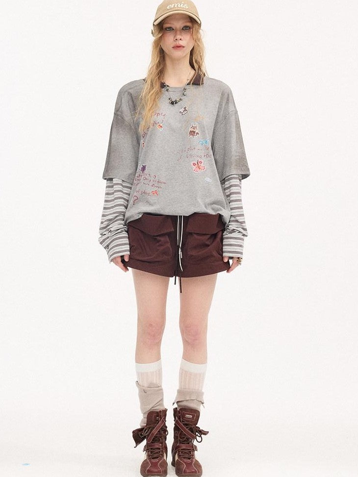 DIDDI MODA Pony Sticker Print Raglan Women&