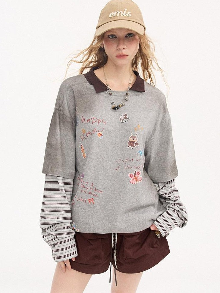 DIDDI MODA Pony Sticker Print Raglan Women&
