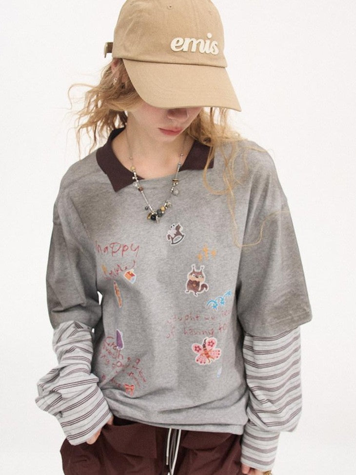 DIDDI MODA Pony Sticker Print Raglan Women&