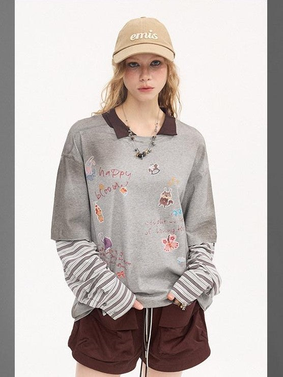 DIDDI MODA Pony Sticker Print Raglan Women&