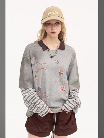 DIDDI MODA Pony Sticker Print Raglan Women&