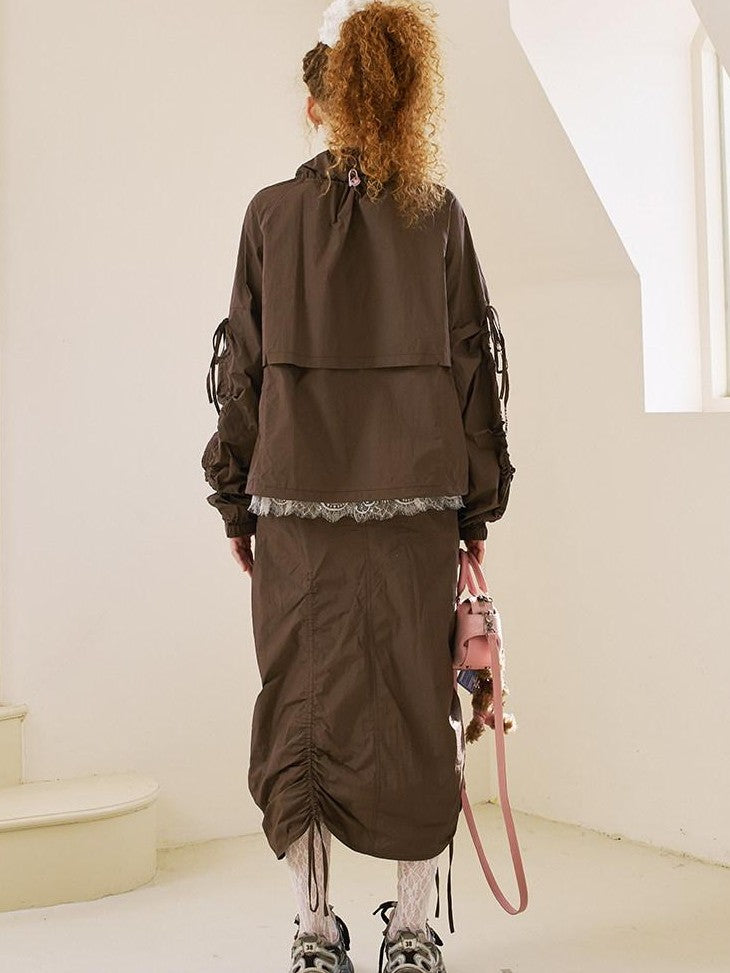 DIDDI MODA Printed Drawstring Sun Protection Straight Women&