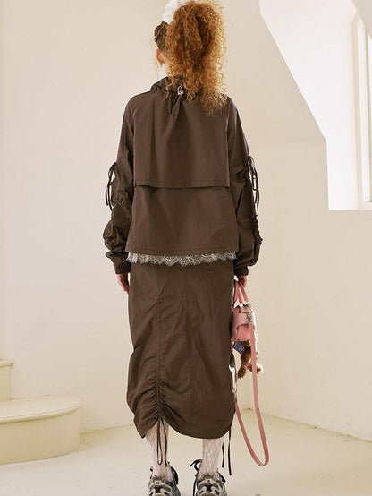 DIDDI MODA Printed Drawstring Sun Protection Straight Women&