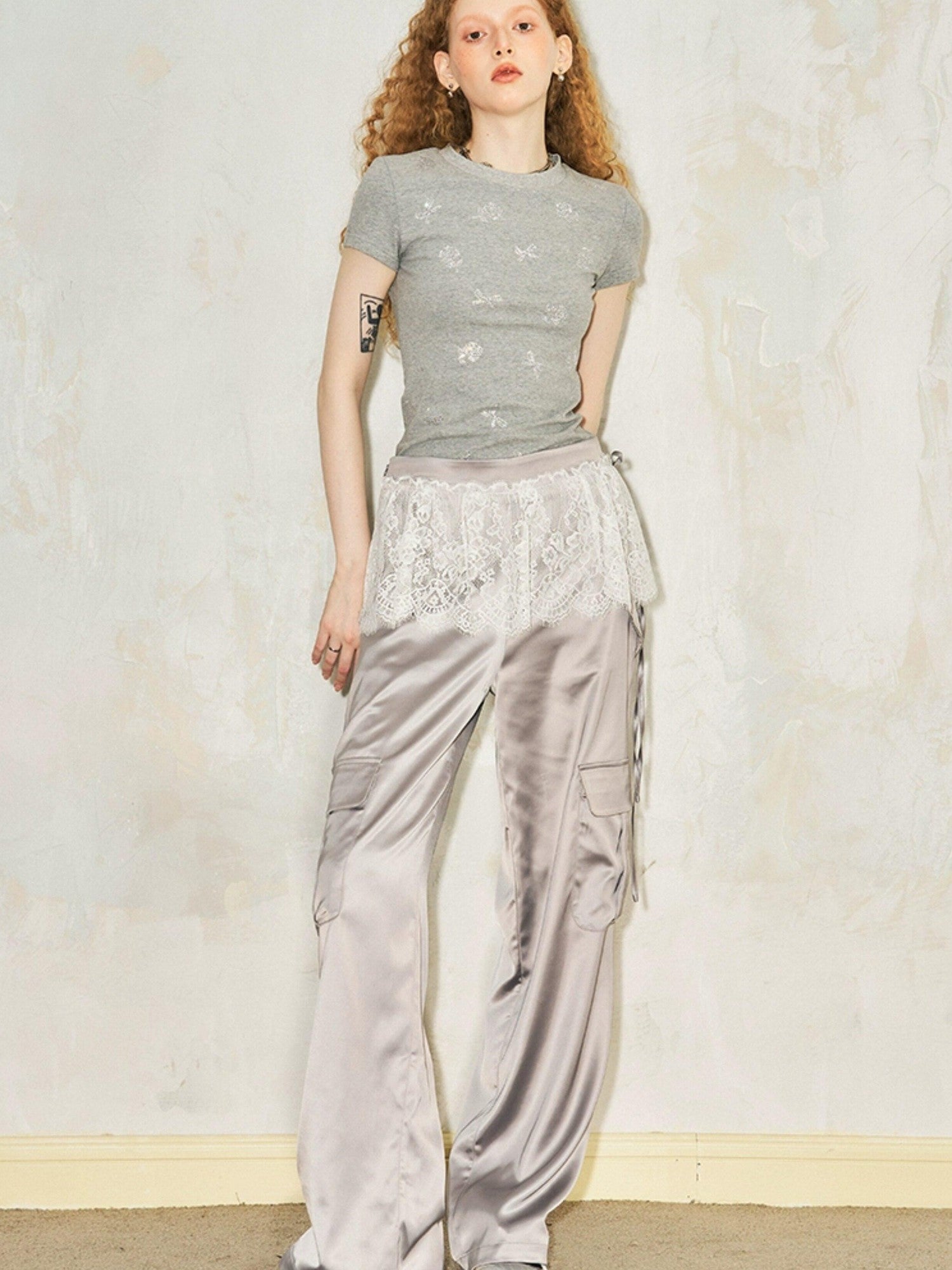 DIDDI MODA Printed Spliced Ruching High Waist Princess Women&