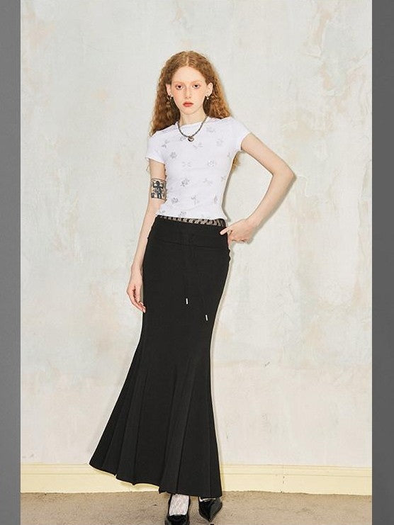 DIDDI MODA Printed Spliced Ruching High Waist Princess Women&