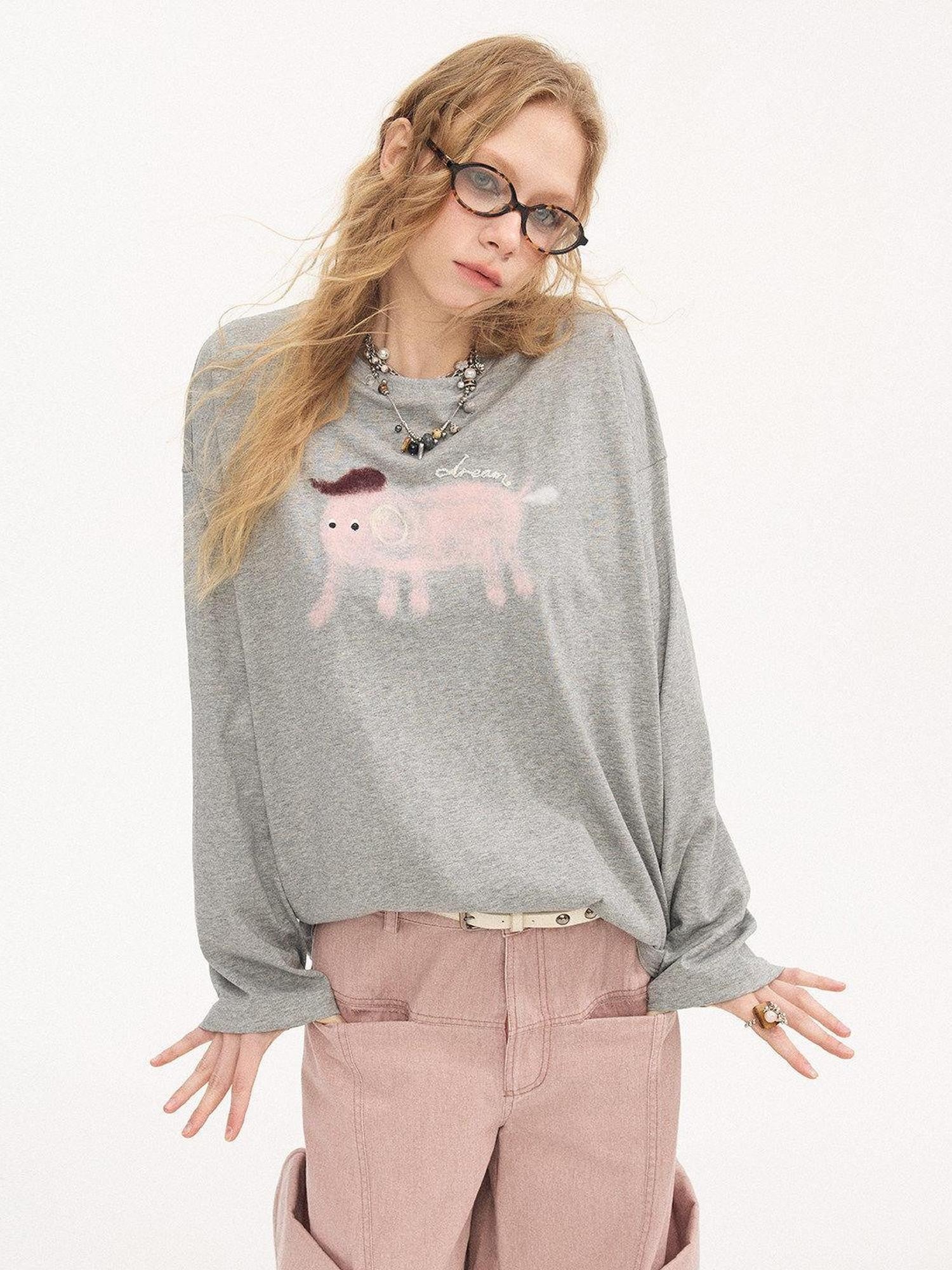 DIDDI MODA Printed Wave Point Elephant Long Sleeve Women&