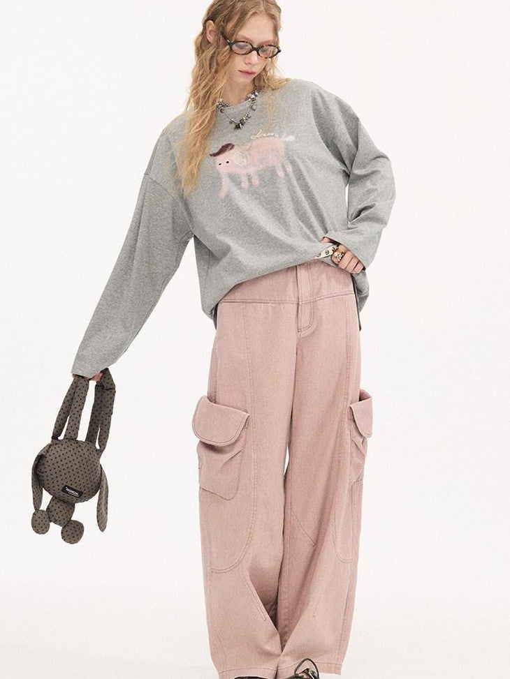 DIDDI MODA Printed Wave Point Elephant Long Sleeve Women&