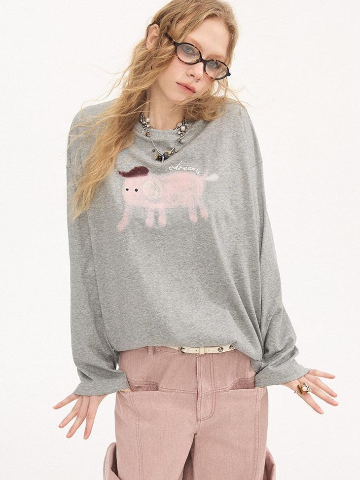 DIDDI MODA Printed Wave Point Elephant Long Sleeve Women&