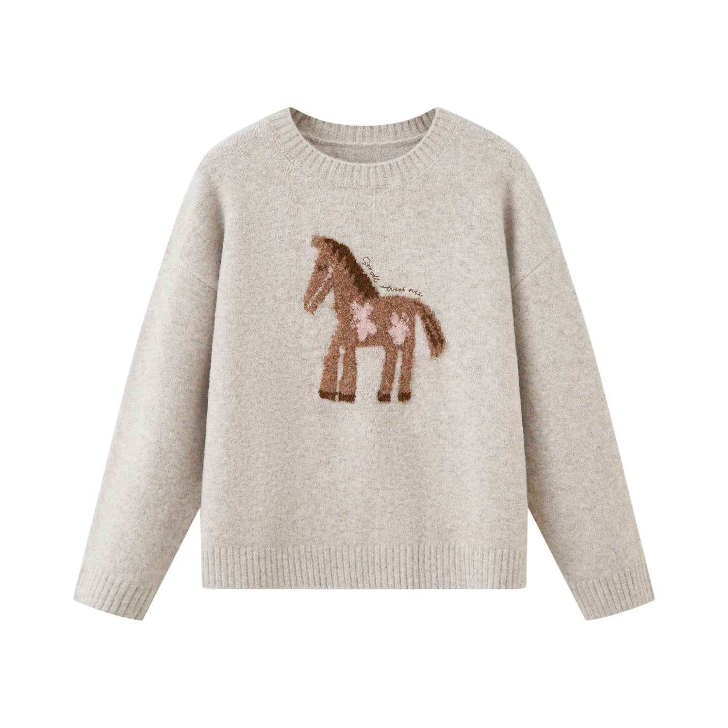 DIDDI_MODA_Puppy_And_Pony_Animal_Motif_Round_Neck_Women&
