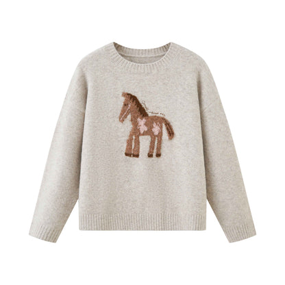 DIDDI_MODA_Puppy_And_Pony_Animal_Motif_Round_Neck_Women&