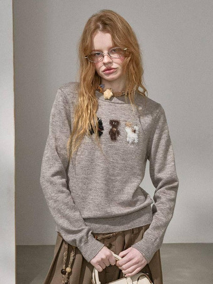 DIDDI MODA Puppy And Pony Animal Motif Round Neck Women&