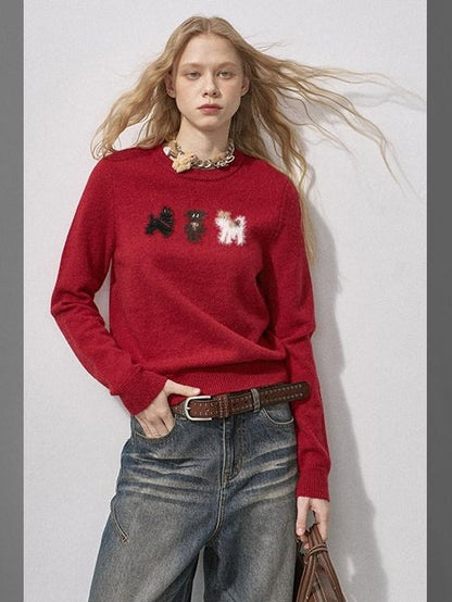 DIDDI MODA Puppy And Pony Animal Motif Round Neck Women&