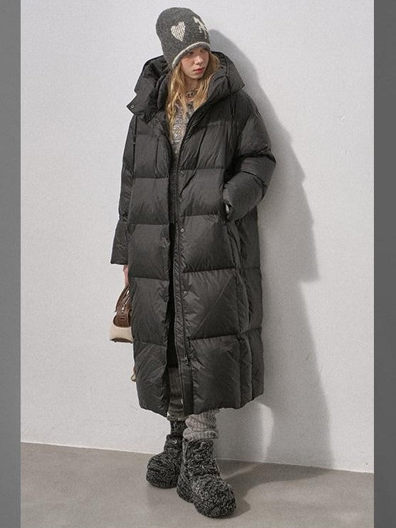 DIDDI MODA Pure Color Hooded Zipper Mid Length Women&