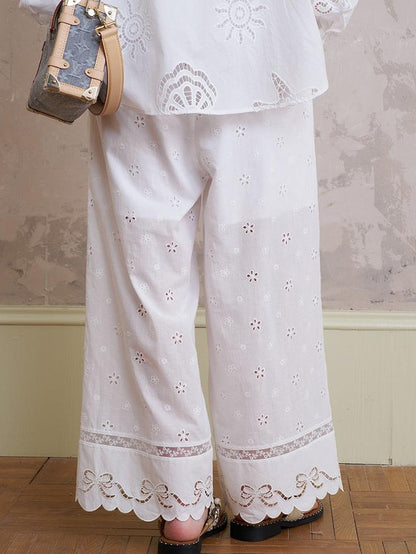DIDDI MODA Relaxed Ditsy Floral Cutout Embroidered Lace Women&