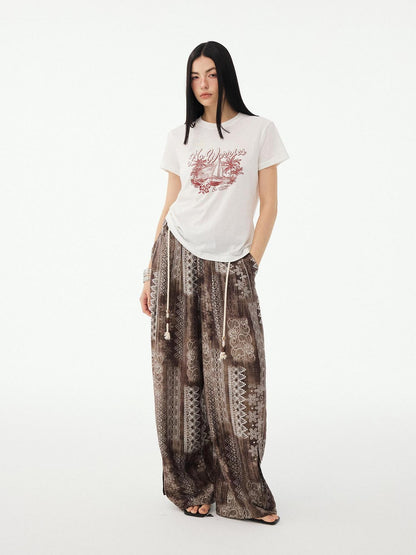 DIDDI MODA Relaxed Geometric Drawstring Pockets Women&
