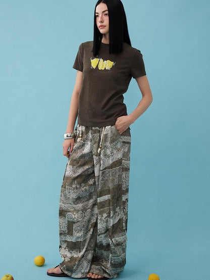 DIDDI MODA Relaxed Geometric Drawstring Pockets Women&