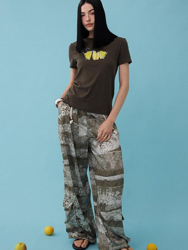 DIDDI MODA Relaxed Geometric Drawstring Pockets Women&