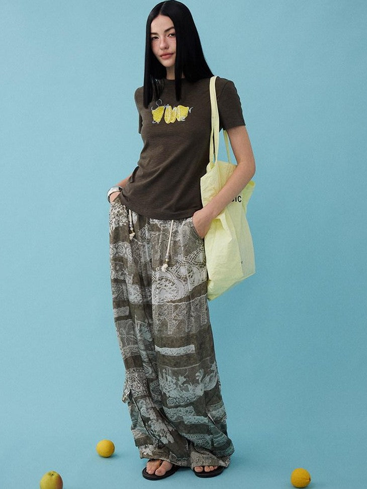 DIDDI MODA Relaxed Geometric Drawstring Pockets Women&