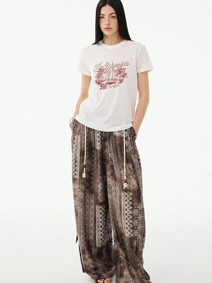 DIDDI MODA Relaxed Geometric Drawstring Pockets Women&